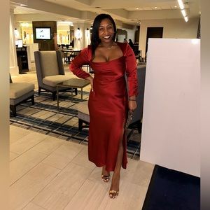 Astr the label silk dress with slit